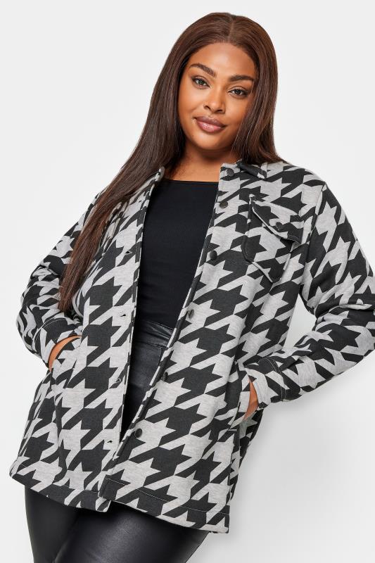  Grande Taille YOURS Curve Grey Dogtooth Check Shacket
