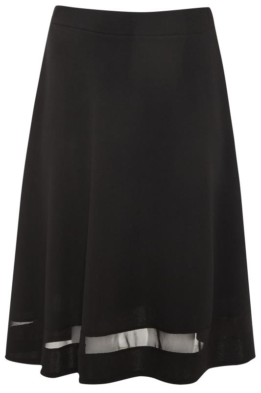 YOURS LONDON Black Mesh Panel Skater Skirt | Yours Clothing 4
