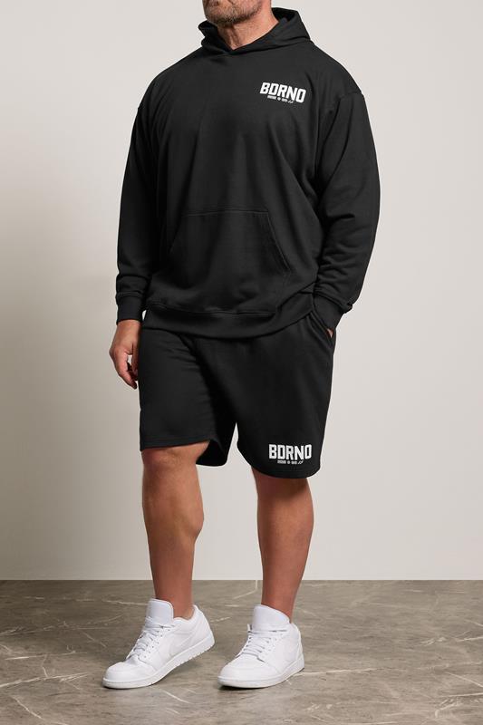 BDRNO Premium Big & Tall Black Logo Jogger Shorts | BadRhino 1