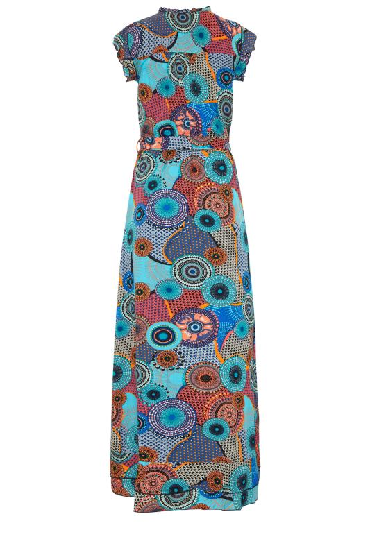 LTS Blue Circle Frill Wrap Maxi Dress | Long Tall Sally