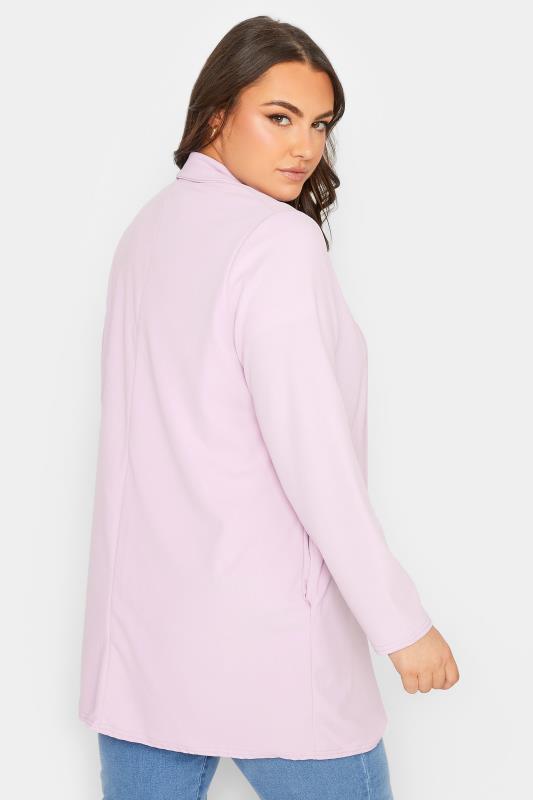 YOURS Curve Plus Size Lilac Purple Longline Blazer | Yours Clothing 3