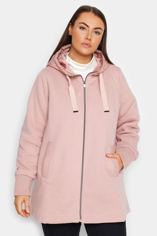 Evans Pink Fleece Hood Fashion Coat 1