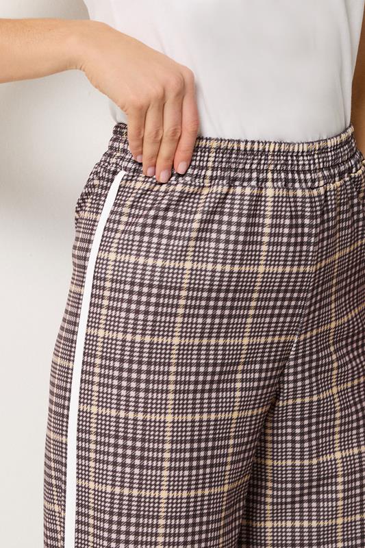 LTS Tall Women's Brown Check Piped Wide Leg Trousers | Long Tall Sally 4