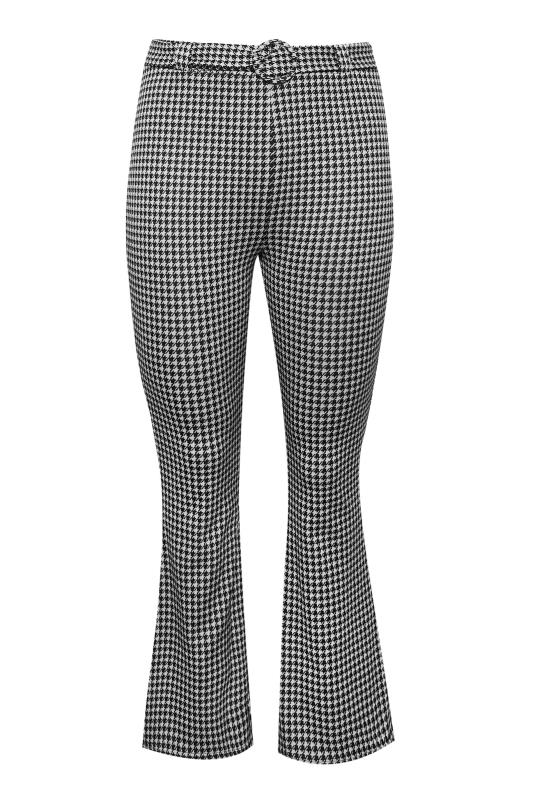 LIMITED COLLECTION Curve Black & White Dogtooth Belted Spilt Hem Flare Trousers | Yours Clothing  5