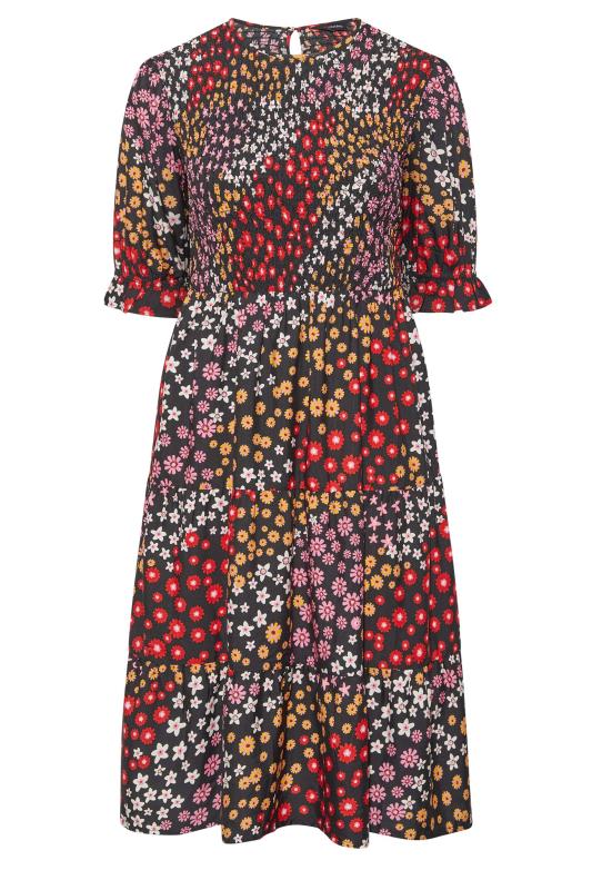 Plus Size Black Ditsy Print Puff Sleeve Smock Dress | Yours Clothing  6