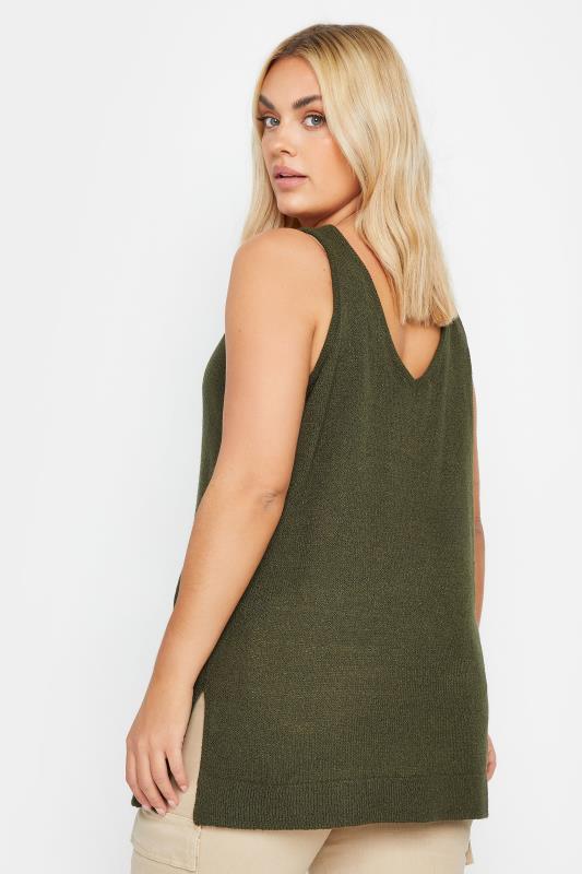 YOURS Plus Size Green Knitted Vest Top | Yours Clothing 4