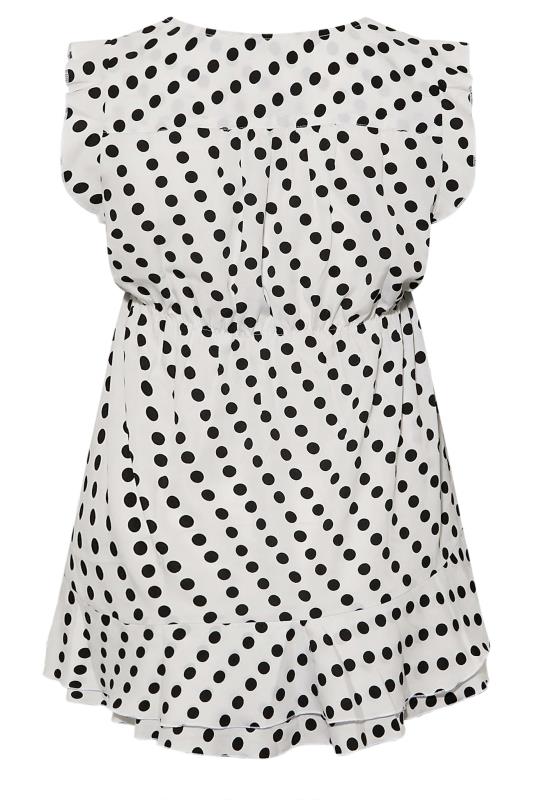 Plus Size White Polka Dot Print Frill Sleeve Smock Top | Yours Clothing 7