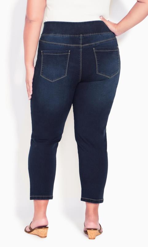 Avenue Blue Dark Wash Pull On Skinny Short Jeans 5
