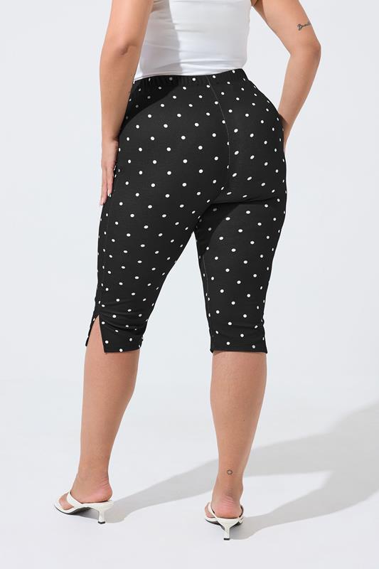 LIMITED COLLECTION Plus Size Black Polka Dot Slit Capri's | Yours