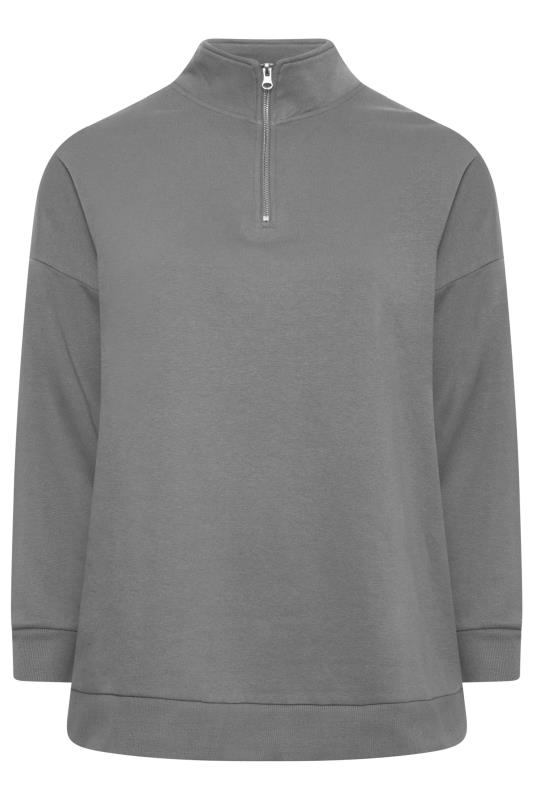YOURS Plus Size Grey Quarter Zip Sweatshirt | Yours Clothing 6