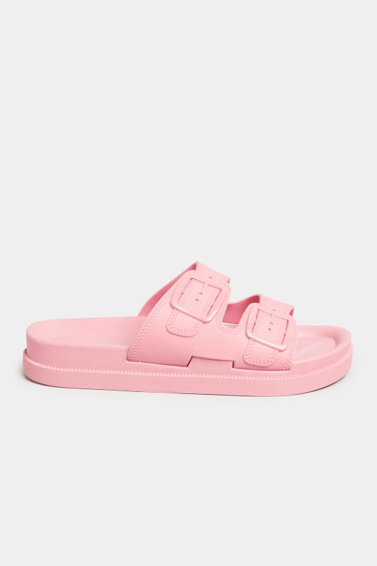 PixieGirl Pink Double Buckle Slider Sandals In Standard D Fit 3