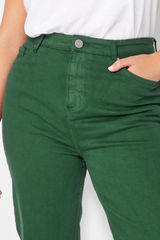 Plus Size Green Stretch Wide Leg Jeans | Yours Clothing  3