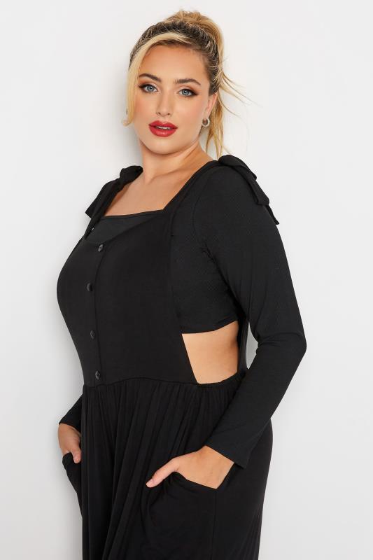 LIMITED COLLECTION Curve Black Culotte Dungerees 4
