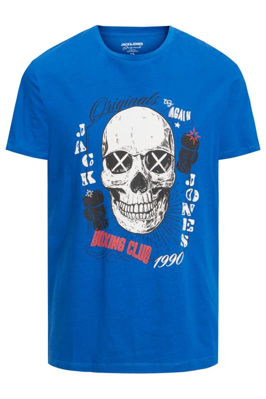 JACK & JONES Big & Tall Blue Skeleton Print 'Boxing Club' Slogan T-Shirt | BadRhino 2