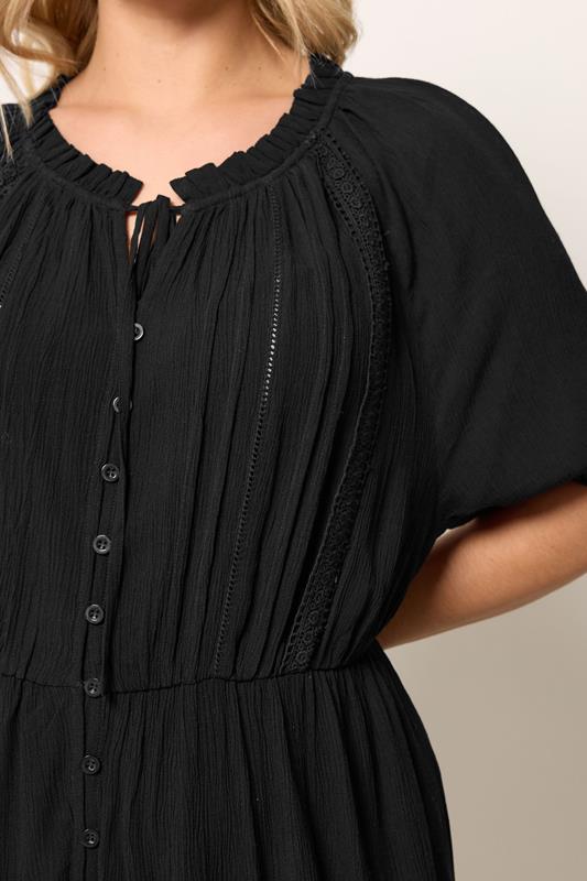 YOURS Plus Size Black Embroidered Maxi Dress | Yours Clothing 4