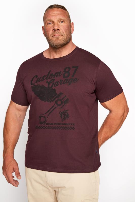 BadRhino Big & Tall Burgundy Red Custom Garage Graphic Print T-Shirt 1