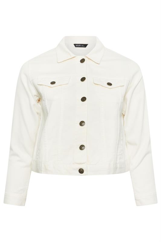 YOURS Plus Size Ivory White Denim Jacket | Yours Clothing 5