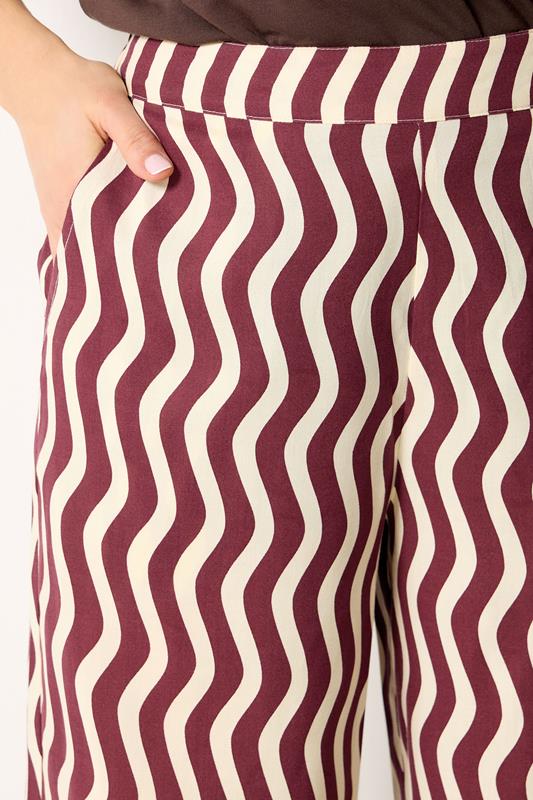 LTS Tall Burgundy Red Wavy Print Wide Leg Trousers | Long Tall Sally 4