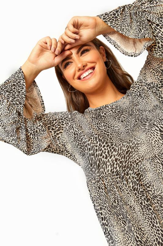 LIMITED COLLECTION Curve Beige Brown Leopard Print Peplum Top 5