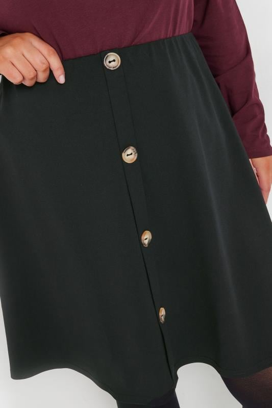 YOURS LONDON Plus Size Black Button Front Scuba Skirt | Yours Clothing  4