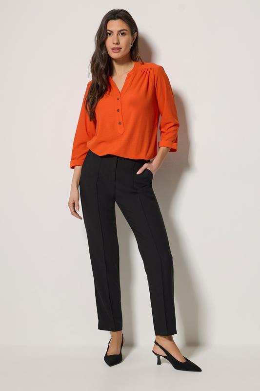 M&Co Orange Textured Half Placket Shirt | M&Co 2
