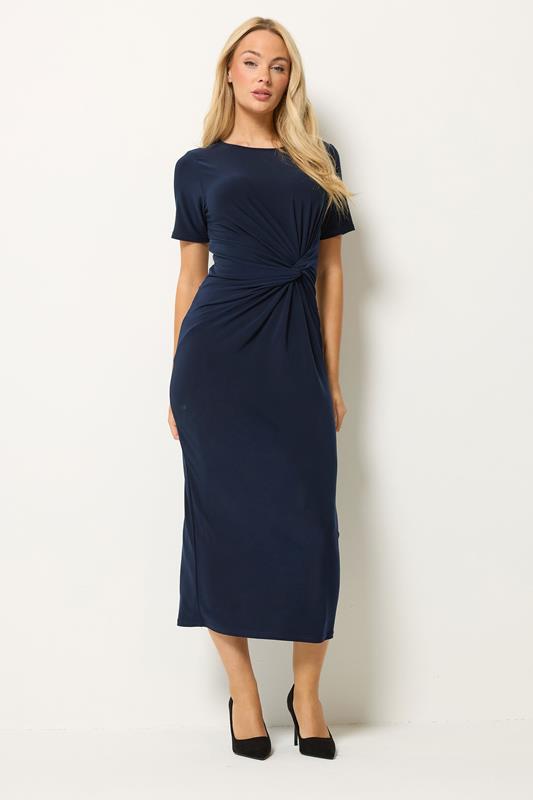 M&Co Navy Blue Twist Front Maxi Dress | M&Co 1