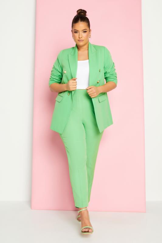  Grande Taille YOURS Curve Green Darted Waist Tapered Trousers
