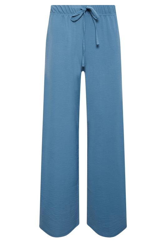 LTS Tall Blue Crepe Wide Leg Cropped Trousers | Long Tall Sally 4