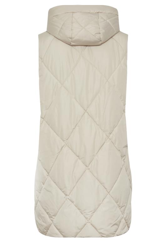 YOURS Plus Size Ivory White Diamond Quilted Midi Gilet | Yours Clothing 9