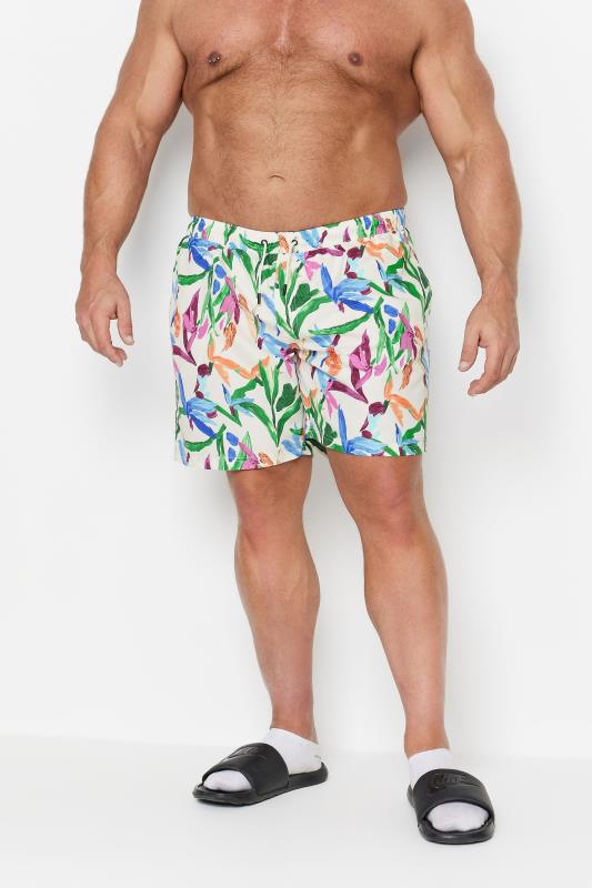  Grande Taille JACK & JONES Big & Tall Cream Tropical Print Swim Shorts