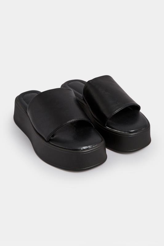 PixieGirl Black Flatform Mule Sandals In Standard Fit | PixieGirl 2