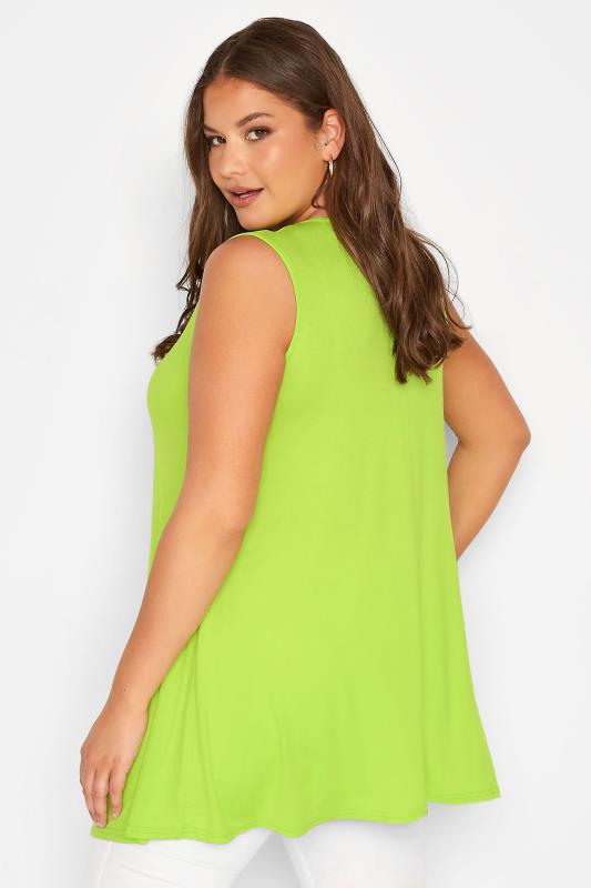 Plus Size Lime Green Swing Vest Top | Yours Clothing 3