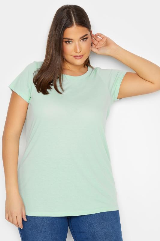 YOURS Plus Size Curve Mint Green Essential Short Sleeve T-Shirt | Yours Clothing  1