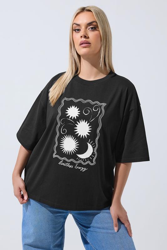 LIMITED COLLECTION Curve Black Embroidered Sun Graphic T-Shirt