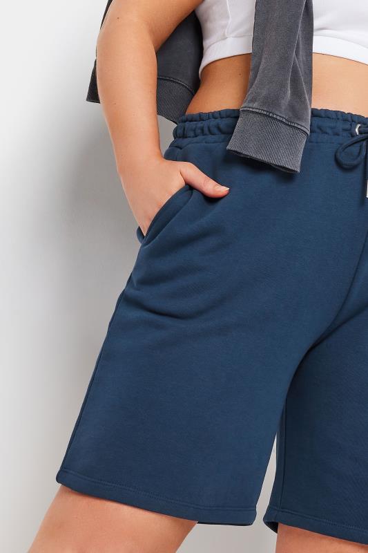 YOURS Plus Size Blue Elasticated Jogger Shorts | Yours Clothing 4
