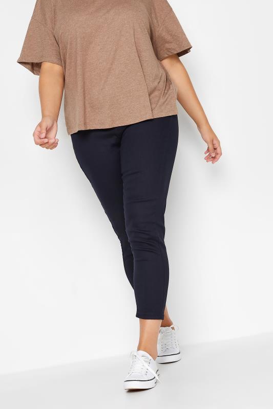 Plus Size  YOURS Curve Navy Blue Cropped Stretch GRACE Jeggings