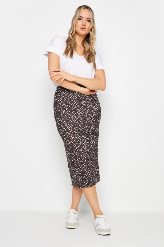 LTS Tall Chocolate Brown Spot Print Midi Skirt | Long Tall Sally  1