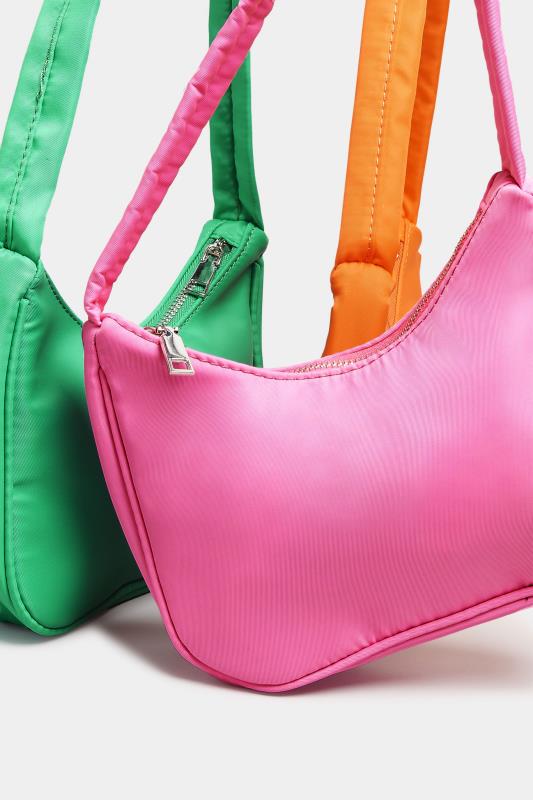 Bright Pink Fabric Shoulder Bag | Yours Clothing 5
