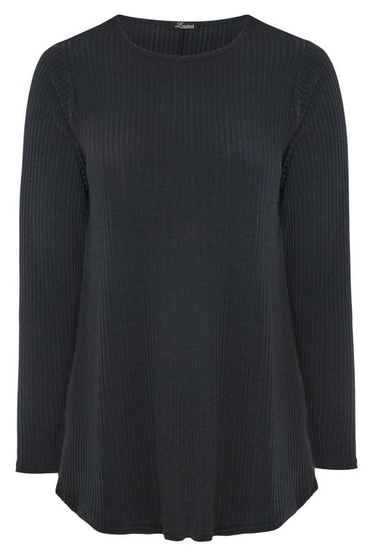 LIMITED COLLECTION Curve Black Ribbed Long Sleeve Top_F.jpg