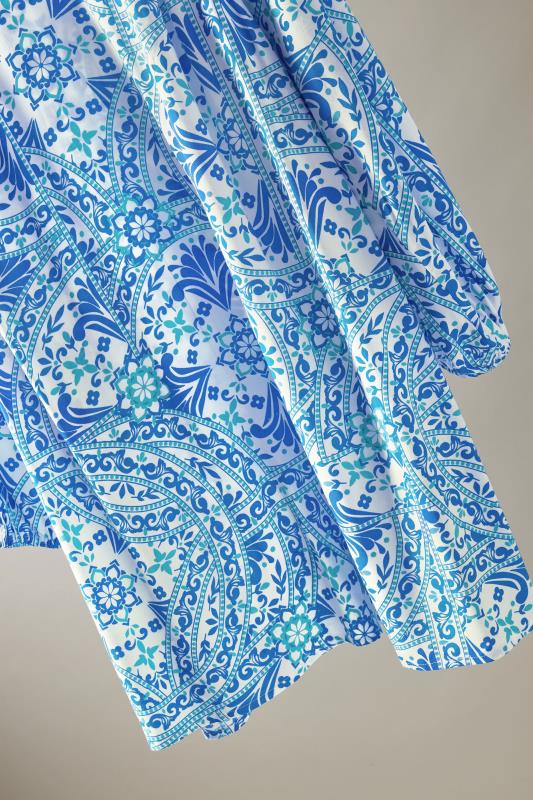 EVANS Plus Size Blue Tile Print Tunic Dress | Evans  9