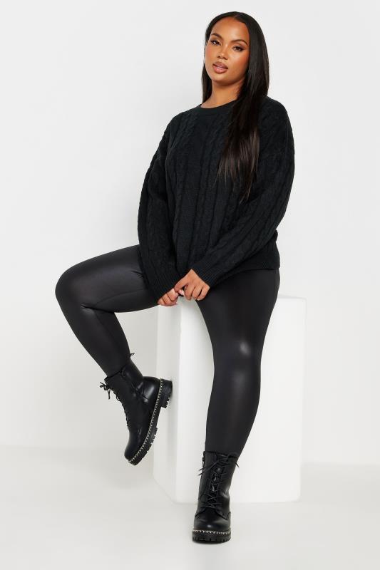 YOURS Curve Black Cable Knit Jumper | Yours Clothing 3