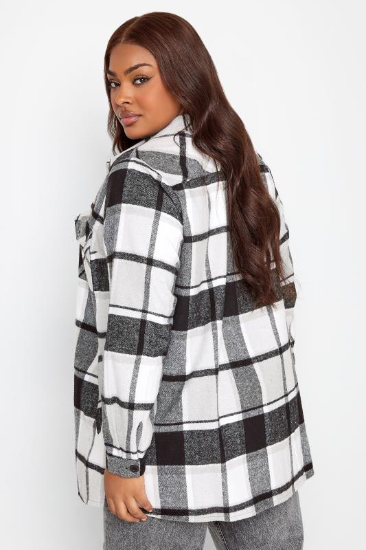 YOURS Plus Size Grey Check Print Shacket | Yours Clothing 5