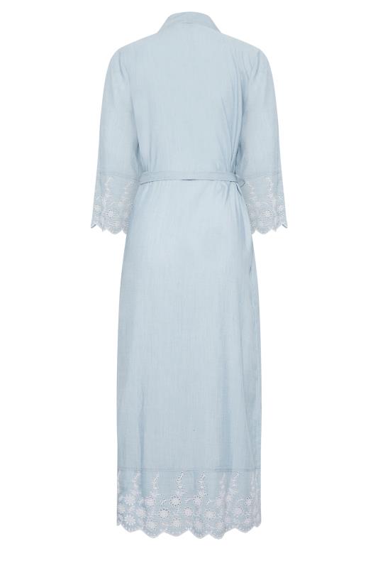 LTS Tall Light Blue Broderie Anglaise Dressing Gown | Long Tall Sally 7