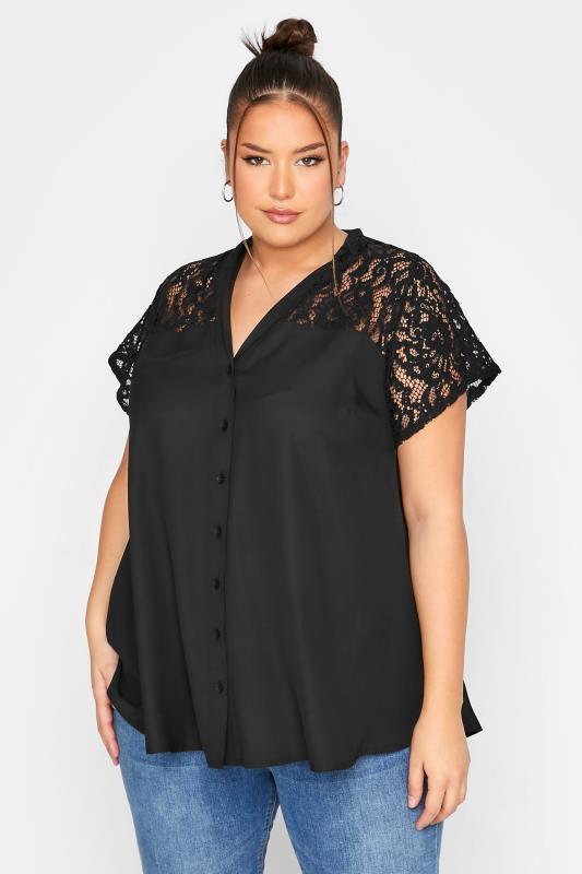 LIMITED COLLECTION Curve Black Lace Insert Blouse_A.jpg