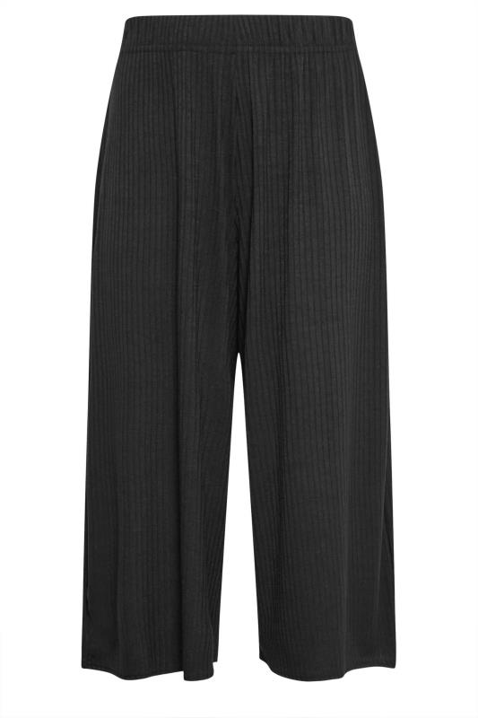 LIMITED COLLECTION Plus Size Black Ribbed Culottes | Yours Clothing 6