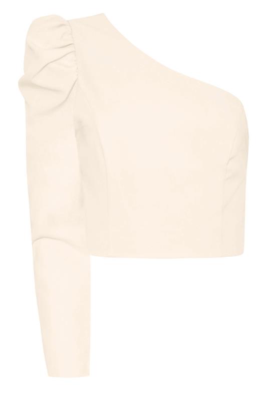 Petite Pink Ruched Sleeve One Shoulder Crop Top | PixieGirl  6