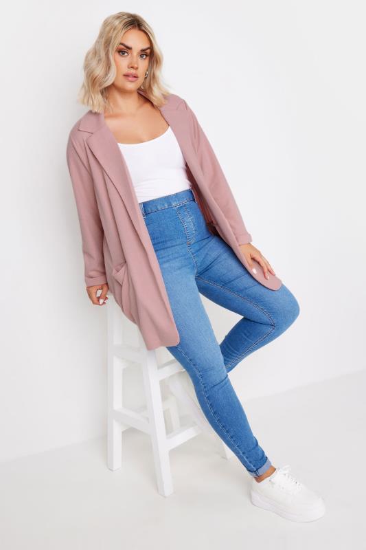 YOURS Plus Size Pink Textured Blazer | Yours Clothing  2