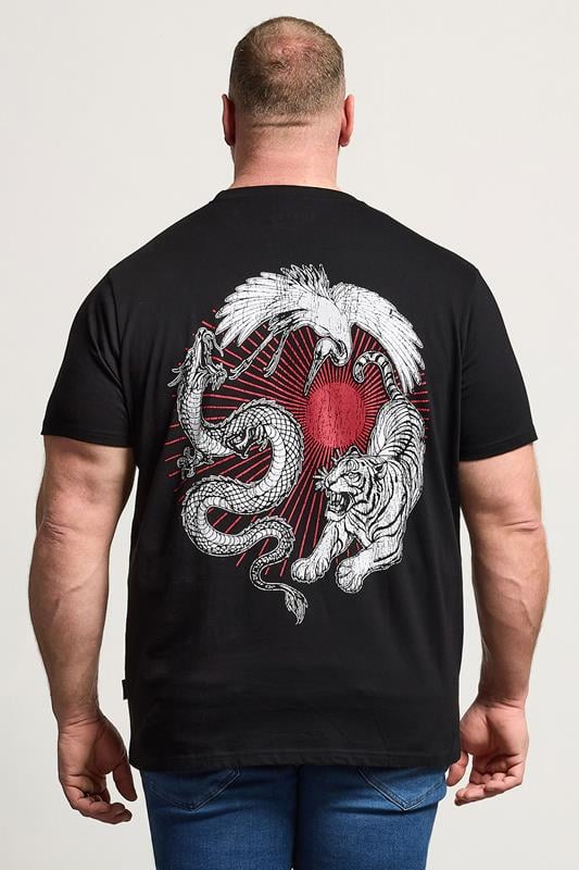 BadRhino Big & Tall Black Japanese Animal Graphic T-Shirt | BadRhino 2