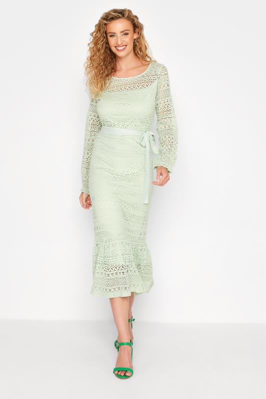 LTS Tall Sage Green Lace Midi Dress 1
