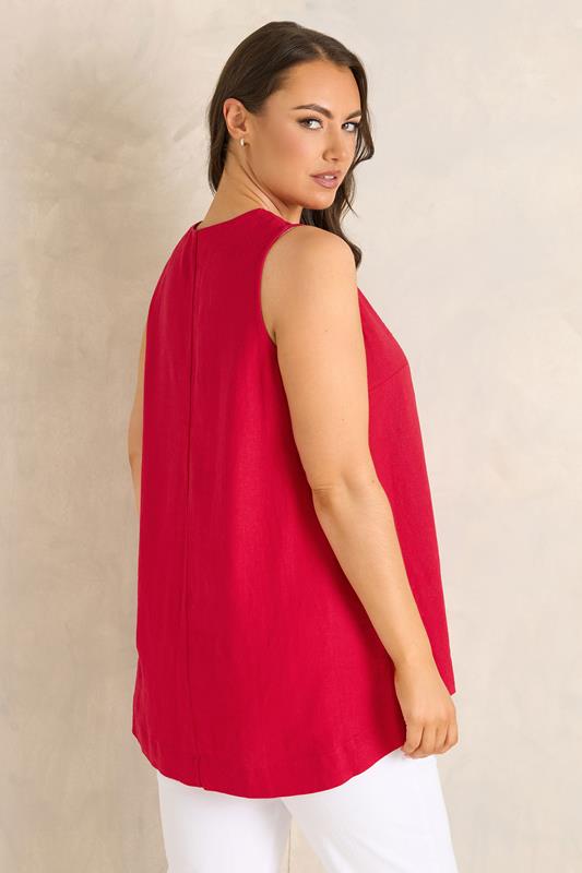 EVANS Plus Size Set Red Linen Vest & Trouser | Evans 2